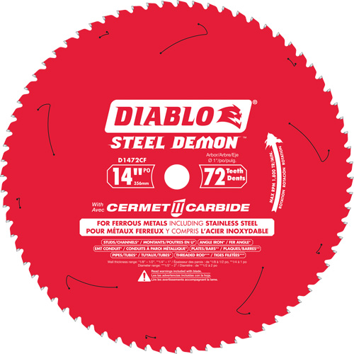 Steel Demon Cermet II Circular Saw Blade, 14", 72 Teeth, Metal Use D. Morneault & Fils