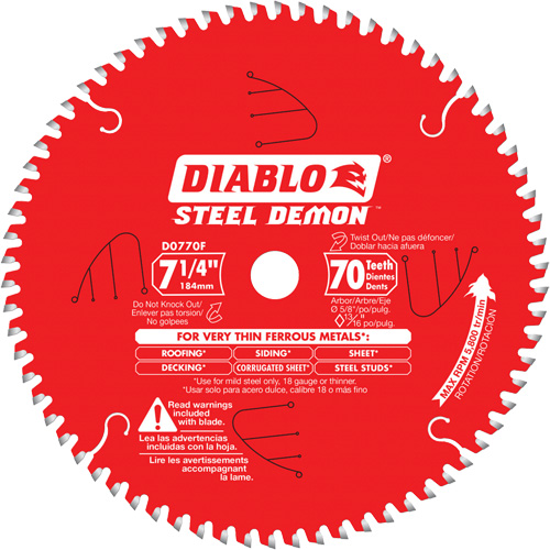 Steel Demon Cutting Saw Blade, 7-1/4", 70 Teeth, Metal Use D. Morneault & Fils
