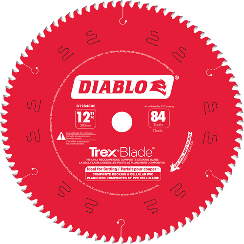 Trex&reg; Blade Cutting Saw Blade, 12", 84 Teeth, Plastic/Composite Decking Use D. Morneault & Fils
