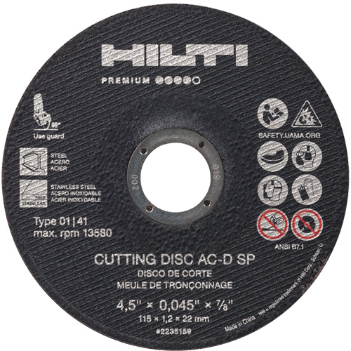 AC-D SP Cut-Off Wheel, 4-1/2" x 0.045", 7/8" Arbor, Type 1, 13580 RPM D. Morneault & Fils