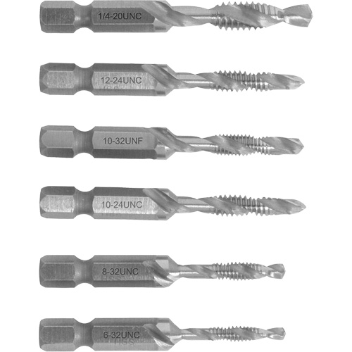 6-32 to 1/4-20 Drill Tap Set, 6 Pieces D. Morneault & Fils