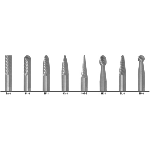 1855 Double Cut Carbide Burr Set, 8 Pieces D. Morneault & Fils
