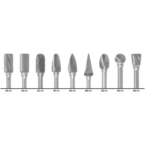 CLE-LINE 1855 Double Cut Carbide Burr Set, 9 Pieces D. Morneault & Fils