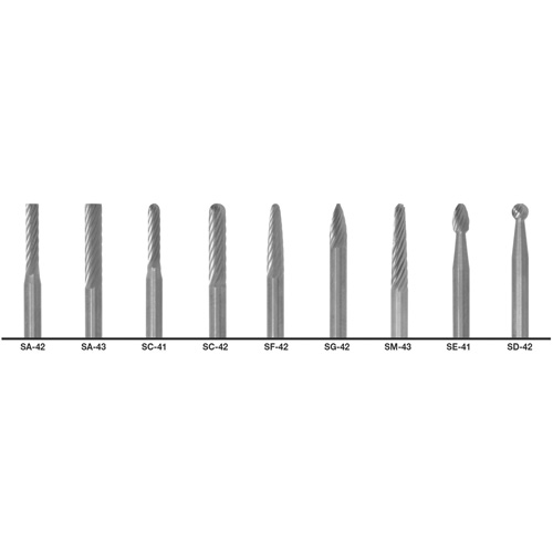 CLE-LINE 1855 Double Cut Carbide Burr Set, 9 Pieces D. Morneault & Fils