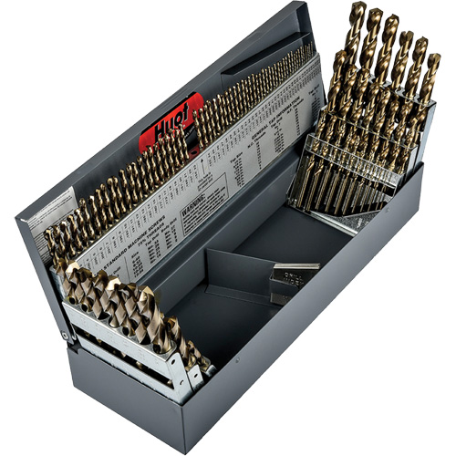 Jeu de forets s&eacute;rie courte combin&eacute;s robustes, 115 morceaux, Acier rapide au cobalt D. Morneault & Fils