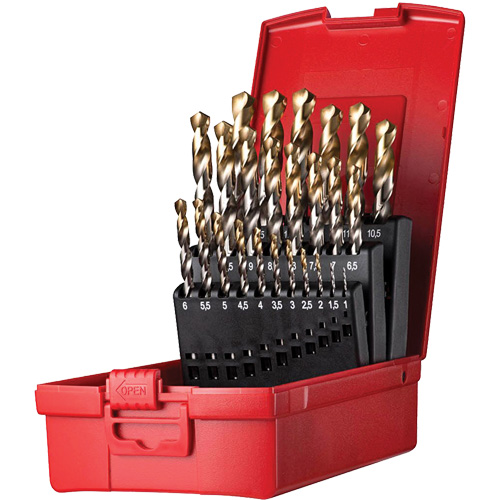 Jobber Length Drill Bit Set, 25 Pieces, High Speed Steel D. Morneault & Fils