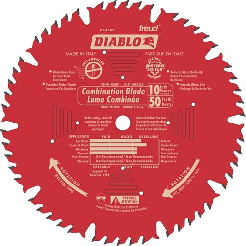 Contractor Saw Blades - Combination Saw Blades, 10", 50 Teeth, Wood Use D. Morneault & Fils