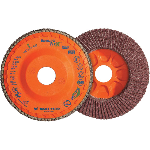 Enduro-Flex Stainless Flap Disc, 5" x 5", Type 27, 120 Grit, Zirconia Alumina D. Morneault & Fils