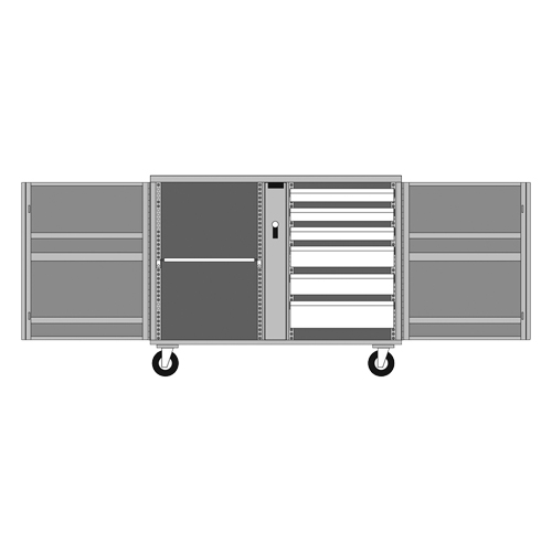 Rolling Work Bench, 49-7/8" W x 40-5/8" H x 26-7/8" D, 24.6 Cubic Feet Capacity D. Morneault & Fils