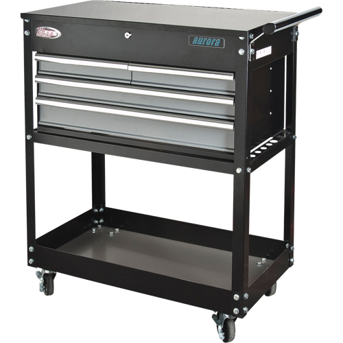 Utility Cart, 4 Drawers, 18" L x 33" W x 39" H, Black D. Morneault & Fils