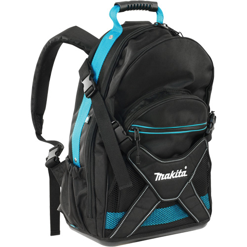 Jobsite Backpack, 9-1/2" L x 15" W, Black/Blue, Polyester D. Morneault & Fils
