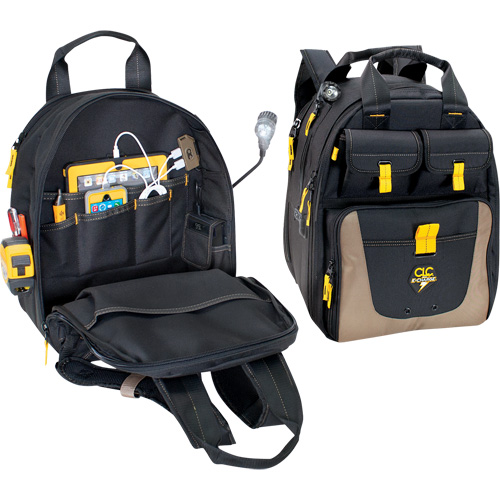 E-Charge Back Pack, 15" L x 10-1/2" W, Black, Polyester D. Morneault & Fils