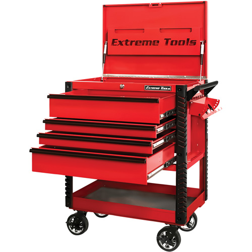 EX Deluxe Series Tool Cart, 4 Drawers, 22-7/8" L x 33" W x 44-1/4" H, Red D. Morneault & Fils