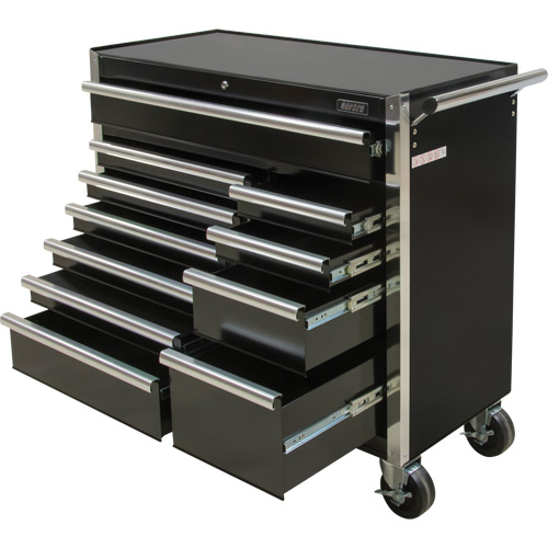 Industrial Tool Cart, 11 Drawers, 41" W x 18-3/4" D x 39-1/3" H, Black D. Morneault & Fils