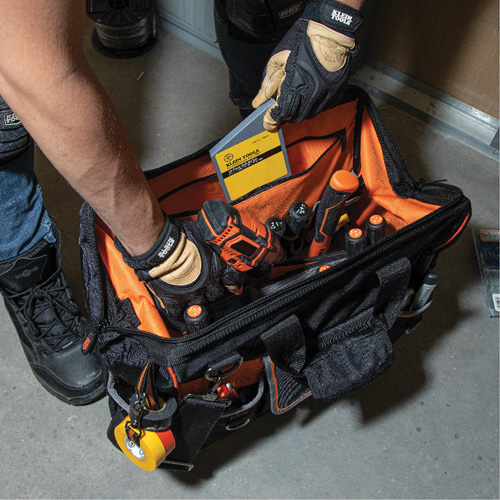 Tradesman Pro Wide-Open Tool Bag, Ballistic Nylon, 42 Pockets, Black D. Morneault & Fils