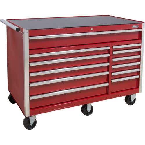 Industrial Tool Cart, 12 Drawers, 56" W x 24-1/2" D x 38-1/8" H, Red D. Morneault & Fils