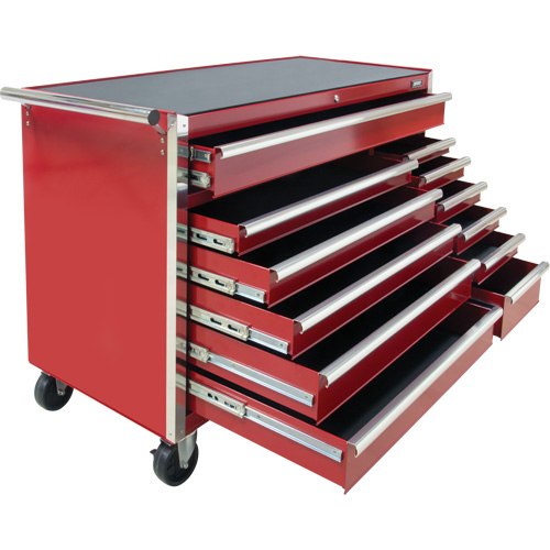 Industrial Tool Cart, 12 Drawers, 56" W x 24-1/2" D x 38-1/8" H, Red D. Morneault & Fils