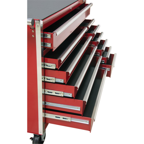 Industrial Tool Cart, 12 Drawers, 56" W x 24-1/2" D x 38-1/8" H, Red D. Morneault & Fils