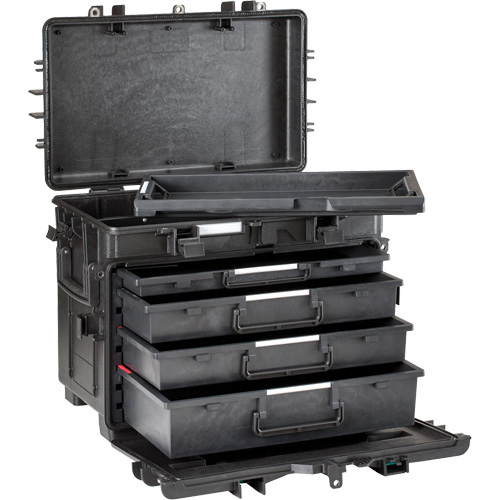 Coffre &agrave; outils militaire mobile avec tiroirs, 4 tiroirs, 22-4/5" la x 15" p x 18" h, Noir D. Morneault & Fils
