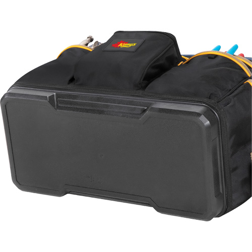 Molded Base Contractor's Closed-Top Tool Bag, Ballistic Polyester, 29 Pockets, Black/Blue D. Morneault & Fils