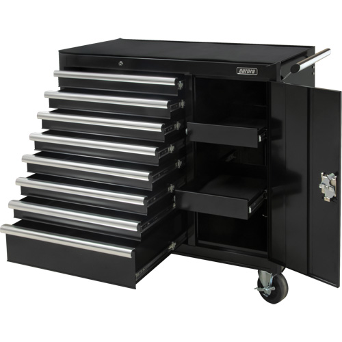 Chariot &agrave; outils industriel, 8 tiroirs, 44-3/10" la x 21-1/10" p x 36-7/10" h, Noir D. Morneault & Fils