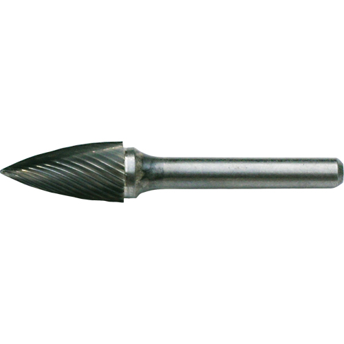 Solid Carbide Burrs - Tree Shape Pointed End, SG-42, 1/8" Dia., 1/8" Shank, 5/16" Depth of Cut D. Morneault & Fils