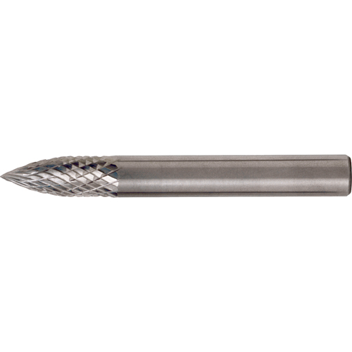 Solid Carbide Burrs - Tree Shape Pointed End, SG-13, 1/2" Dia., 1/4" Shank, 3/4" Depth of Cut D. Morneault & Fils
