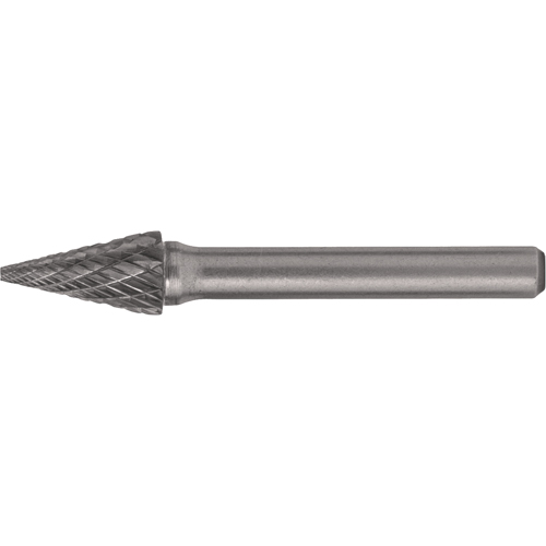 Solid Carbide Burrs - Pointed Cone Shape, SM-42, 1/8" Dia., 1/8" Shank, 7/16" Depth of Cut D. Morneault & Fils