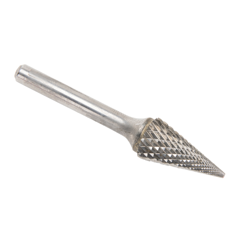 Solid Carbide Burrs - Pointed Cone Shape, SM-5, 1/2" Dia., 1/4" Shank, 22.2 mm Depth of Cut D. Morneault & Fils