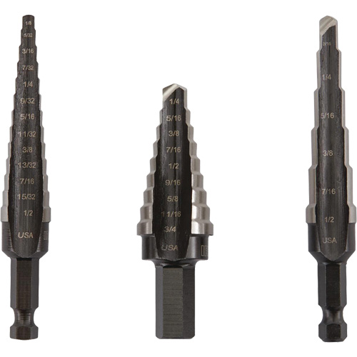 Unibit&reg; Step Drill Set, 3 Pieces, High Speed Steel D. Morneault & Fils