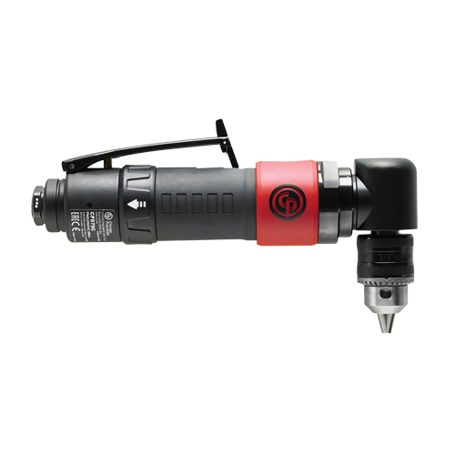 Pneumatic Reversible Angle Drill, 3/8" Chuck, 1/4" NPT Air Inlet, 2000 No Load RPM D. Morneault & Fils