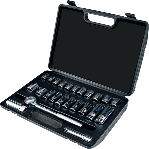 Metric Socket Set, 24 Pcs, 3/8" Drive Size, Deep D. Morneault & Fils