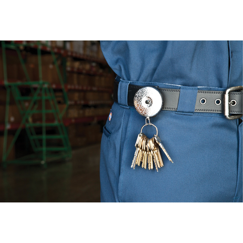Porte-cl&eacute;s &agrave; d&eacute;vidoir The Original, Chrome, C&acirc;ble 24", Fixation Agrafe de ceinture D. Morneault & Fils