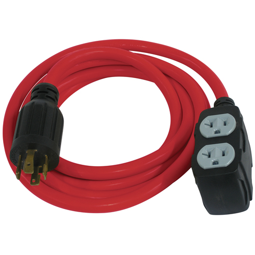 Rallonge pour g&eacute;n&eacute;ratrice, SJTW, AWG 12/3, 30 A, 4 prise(s), 10' D. Morneault & Fils