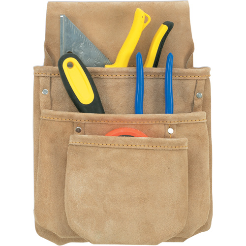 Poche pour outils de travail des cloisons s&egrave;ches, Porte-outil multiple, Cuir, 3 Poches D. Morneault & Fils