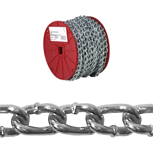 Twist Link Machine Chain, Low Carbon Steel, #2 x 125' (38.1 m) L, 310 lbs. (0.155 tons) Load Capacity D. Morneault & Fils