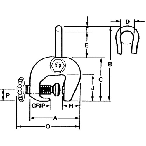 SAC Plate Clamp, 12000 lbs. (6 tons), 0" - 3" Jaw Opening D. Morneault & Fils