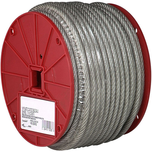 Wire Cable, 250' (76.2 m) x 1/8", 340 lbs. (0.17 tons), Vinyl Coated D. Morneault & Fils