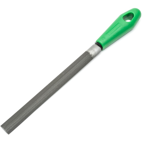 Lime &agrave; taille crois&eacute;e avec poign&eacute;e verte, Demi-ronde, 8", B&acirc;tarde D. Morneault & Fils
