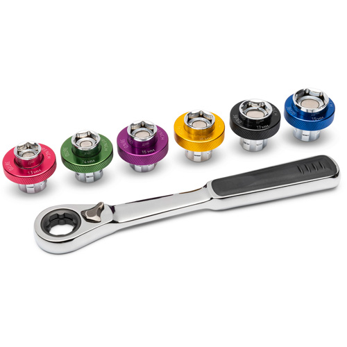 Jeu de douilles m&eacute;triques magn&eacute;tiques &agrave; 6 pans pour bouchon de vidange d'huile, 7 Morceaux, Prise de 3/8" D. Morneault & Fils