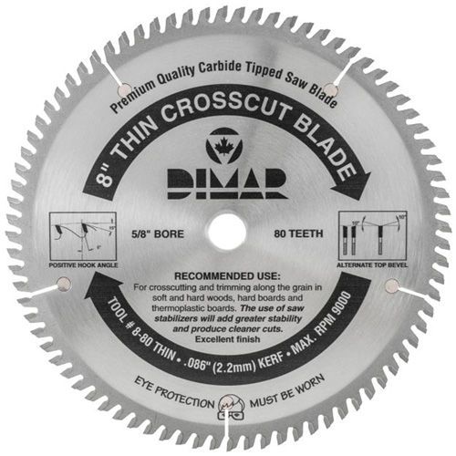 Lame de scie industrielle - coupe en travers &agrave; voie &eacute;troite, 8", 80 dents, Pour Bois D. Morneault & Fils