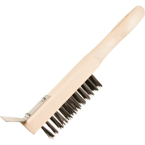 Brosse de nettoyage avec racloir, Acier, 5 x 13 rangs de fils, Longueur 11-3/8" D. Morneault & Fils