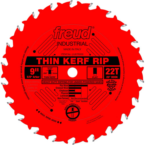 TCS Industrial Saw Blade - Rip/Crosscut Thin Kerf, 9", 22 Teeth, Wood Use D. Morneault & Fils