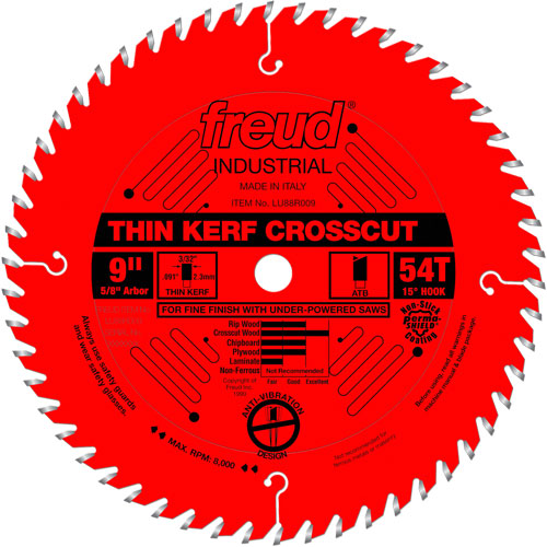 TCS Industrial Saw Blade - Rip/Crosscut Thin Kerf, 9", 54 Teeth, Wood Use D. Morneault & Fils