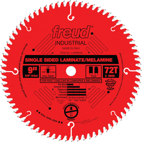 TCS Industrial Saw Blade - Chipboard, 9", 72 Teeth, Laminate Use D. Morneault & Fils