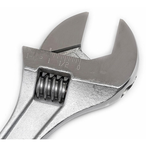 Adjustable Tapered Handle Wrench - Carded, 15" L, 1-11/16"/43 mm Max Width, Chrome/Polished D. Morneault & Fils