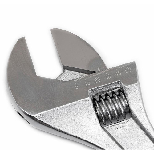 Adjustable Tapered Handle Wrench - Carded, 18" L, 2-1/16"/53 mm Max Width, Chrome/Polished D. Morneault & Fils