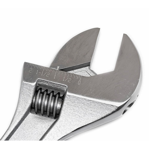 Adjustable Tapered Handle Wrench - Carded, 18" L, 2-1/16"/53 mm Max Width, Chrome/Polished D. Morneault & Fils