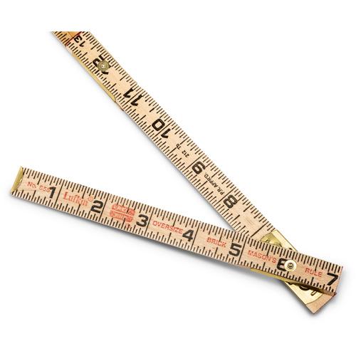 Red End&reg; Oversized Brick Mason Rule, 6' L, Wood, 1/16" Graduations D. Morneault & Fils