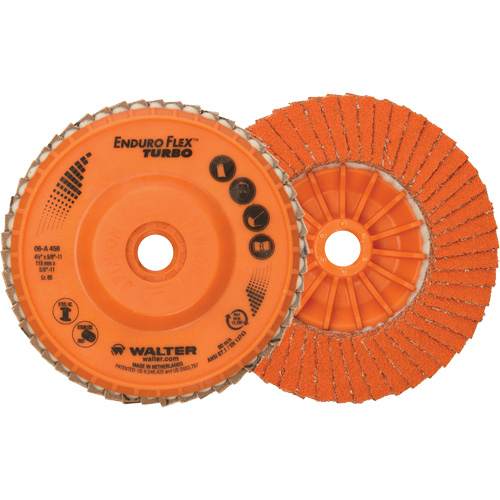 Disque &agrave; lamelles Enduro-Flex Turbo, 4-1/2" x 5/8"-11, Type 27S, Grain 80, C&eacute;ramique D. Morneault & Fils